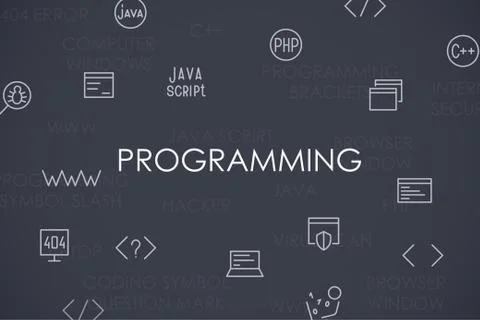 Programming Thin Line Icons 库存插图