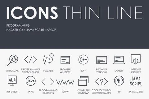 Programming Thin Line Icons Illustration