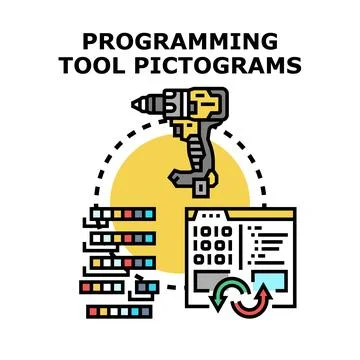 Programming tool pictograms for software development workflow Stock Illustration