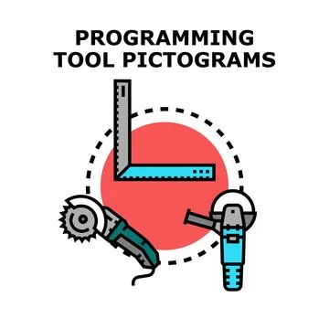 Programming tool pictograms for software development concept Illustrazione stock