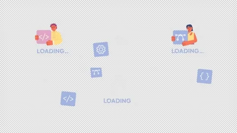 Programming tools and web developer loading cartoon animation pack Видео 345808558
