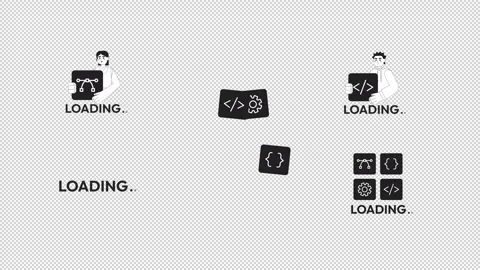 Programming tools and web developer loading bw line animation pack Stock Footage 348135103