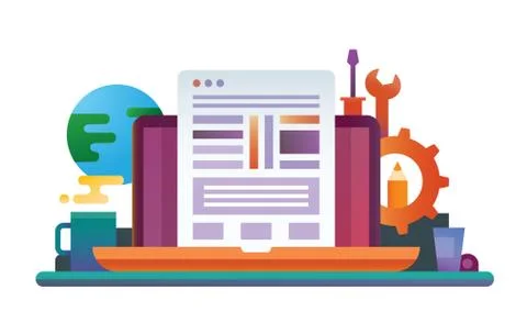 Programming Tools - flat design website banner Stock Illustration