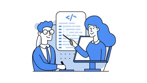 Programming training. Online courses for a programmer. HTML language. 2d, looped Stock Footage 168094414