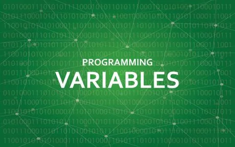 Programming variables white text illustration with green constellation map as Illustration