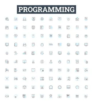 Programming vector line icons set. Programming, coding, scripting, coding Stock-Illustration