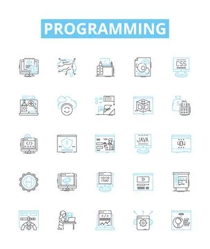 Programming vector line icons set. Programming, coding, scripting, coding Stock-Illustration