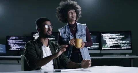 Programming, virtual screen and people coding server software, cloud computing Stock Footage 260831267