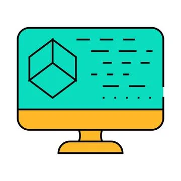 Programming vr flat icon color illustration Stock Illustration