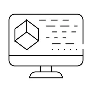 Programming vr line icon vector illustration flat Stock Illustration