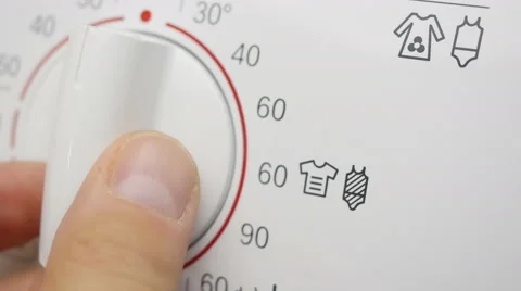 Programming washing machine. Choosing the temperature. Stock Footage