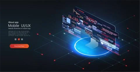 Programming web banner. Best programming languages. Web application, Technology Stock Illustration