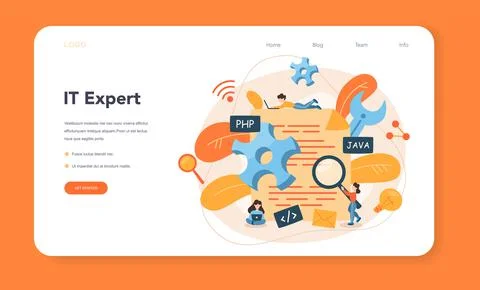 Programming web banner or landing page. Idea of working 스톡 일러스트