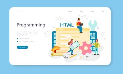 Programming web banner or landing page. IT education Stock Illustration
