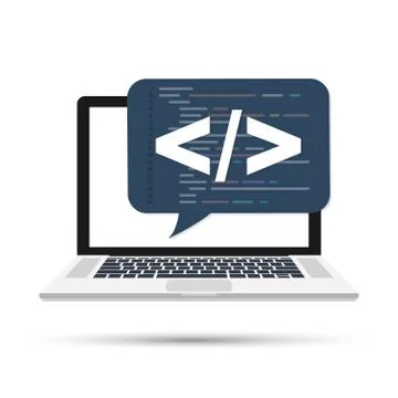 Programming, web development concept. Code on the screen laptop Stock Illustration