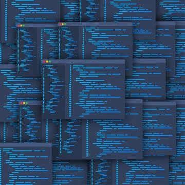 Programming, web development concept. Sticker boom style. Code on the screen Stock Illustration