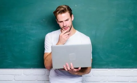 Programming web development. Student learn programming language. School teacher Stock Photos