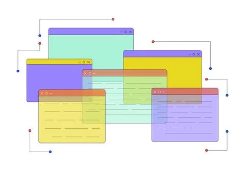 Programming webpages 2D linear cartoon object Stock Illustration