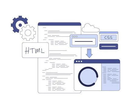 Programming Window Script and Code as Web and Application Development Vector 库存插图