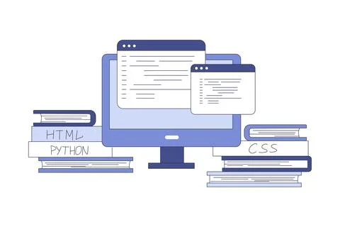 Programming Window Script and Code as Web and Application Development Vector Stockillustratie