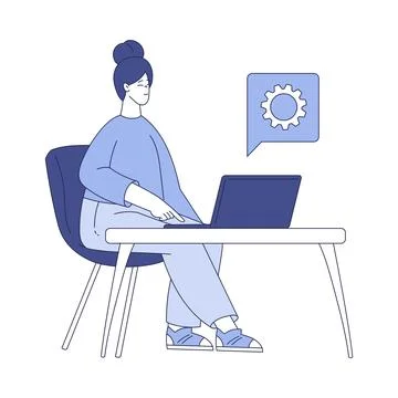 Programming with Woman Character Working on Web Application Development Vector Stock Illustration
