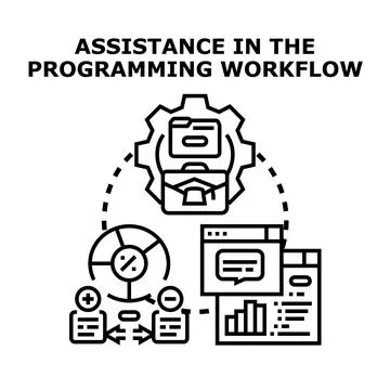Programming workflow assistance concept with development process イラスト素材