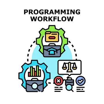 Programming workflow developing software application process Stock Illustration