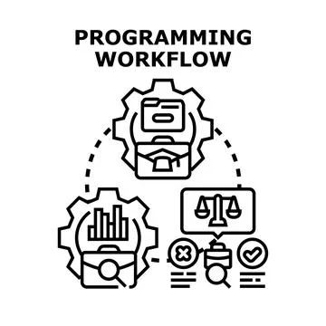 Programming workflow developing software application process Stock Illustration