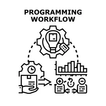 Programming workflow developing software project and coding process イラスト素材