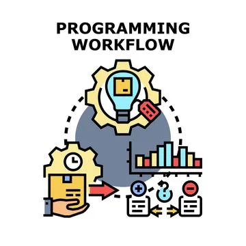 Programming workflow developing software project and coding process Stock Illustration