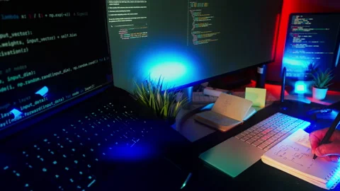 Programming Workspace Code Screens Algorithm Sketching Stock-Footage 318362713