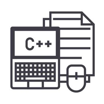 Programming,coding,notebook, mouse, docs vector line icon, sign, illustration on 스톡 일러스트