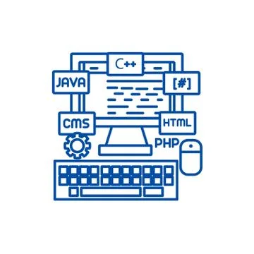 Programming,coding,wed developer line icon concept. Programming,coding,wed Stock Illustration