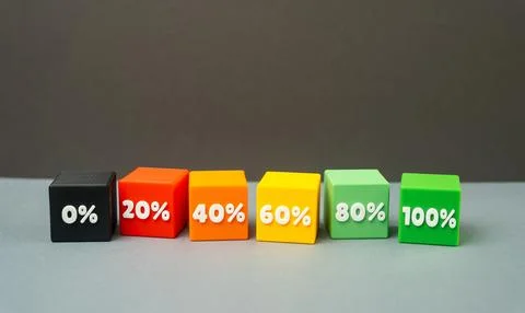 Progress at 100 percent. High efficiency and productivity in business. Readin Stock Photos
