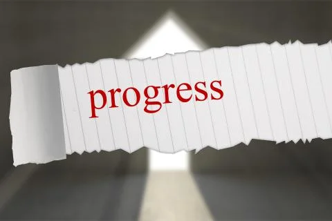 Progress against grey room with arrow door Stock Illustration