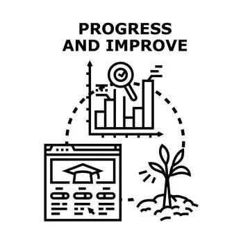 Progress and improvement concept, growing development vector Stock Illustration
