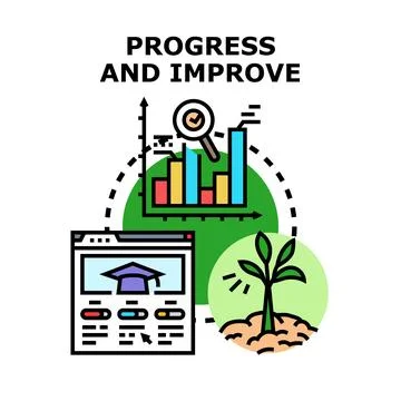 Progress and improvement concept, growing development vector Stock Illustration