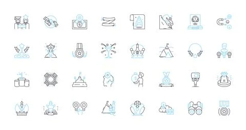 Progress and recognition linear icons set. Growth, Accomplishment, Advancement Ilustración de archivo