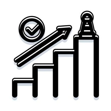 Progress and success growing concept with checkmark target Illustrazione stock