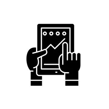 Progress in the application black icon, vector sign on isolated background Stock Illustration