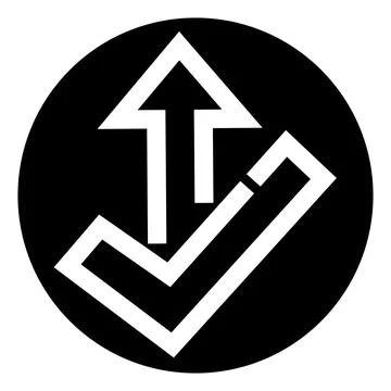 Progress with approval upward arrow and checkmark icon Stock Illustration