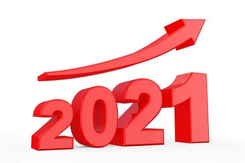 Progress Arrow in New 2021 Year Sign. 3d Rendering Stock Illustration