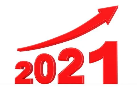 Progress Arrow in New 2021 Year Sign. 3d Rendering 스톡 일러스트