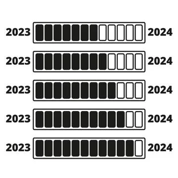 Progress bar for 2024 new year arrival on a white background Stock Illustration