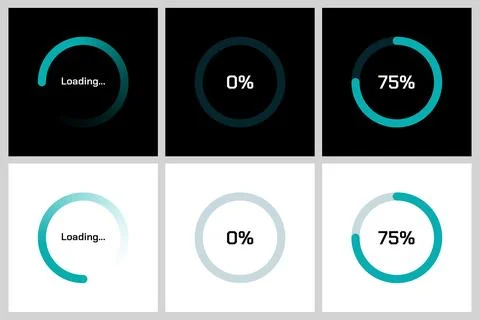 Progress Bar and Circular Loader UI Elements with Percentage Illustrazione stock