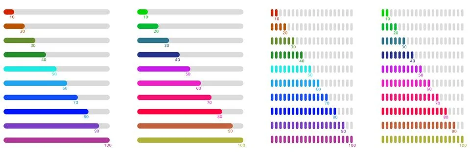 Progress bar and loader. Progress bar collection. Colorful icons for interf.. Stock Illustration