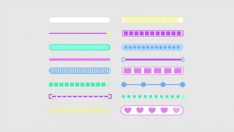 Progress bar and loading flat UI overlay elements animation set Stock Footage 336072044