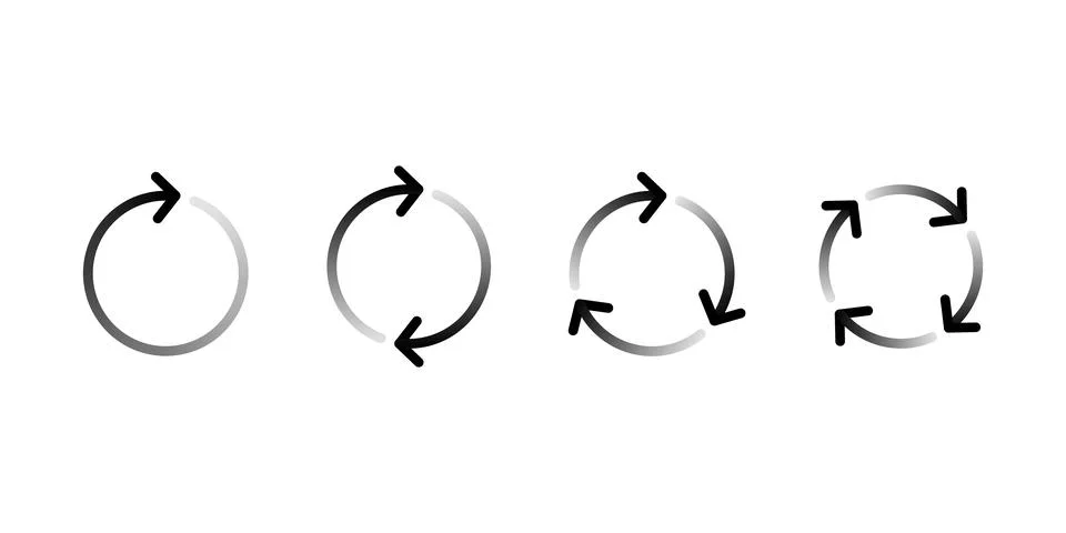 Progress bar and loading icon set with circular, arrow, and dots. Circle load Stock Illustration