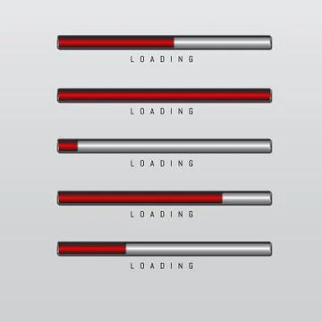 Progress bar and loading red color on light grey background vector. Ilustración de archivo