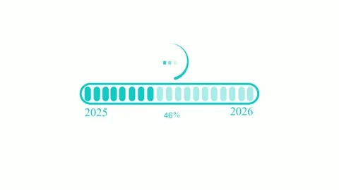 Progress Bar Animation 2025 to 2026, Minimalist loading bar animated Stock Footage 309886821